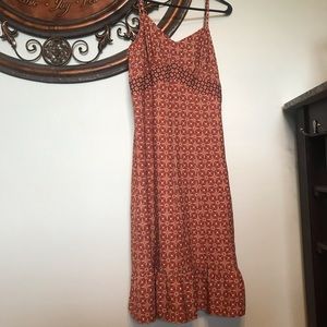 Long pretty geometric print LOFT Petite Dress